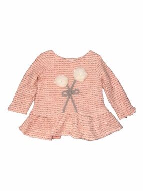 Cachcach Girls Peplum Knit Sweater Pom Pom Bow 24M